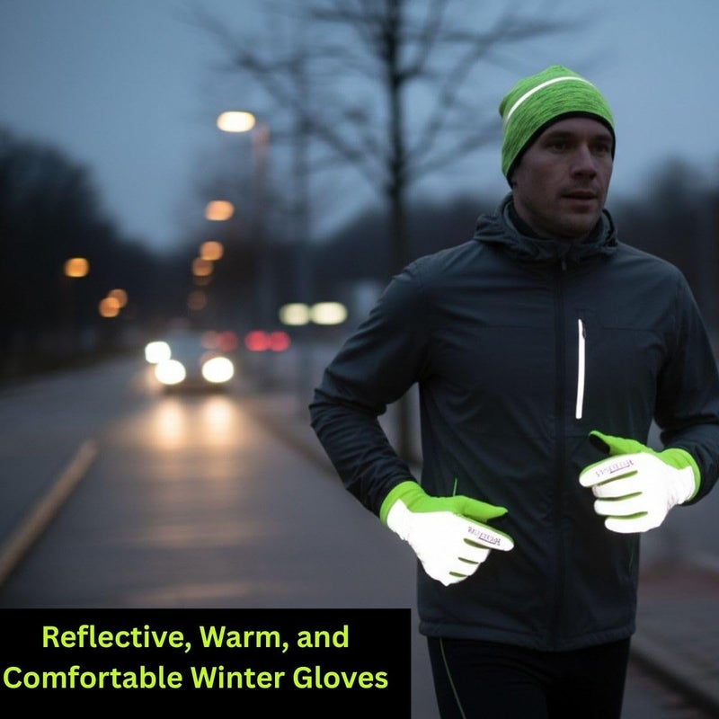 ReflecToes Reflective Winter Running Gloves - Touch Screen Compatible Warm Gloves -Thermal Fleece - Cold Weather Hi Vis Safety for Night Runs (XL) - Image 5